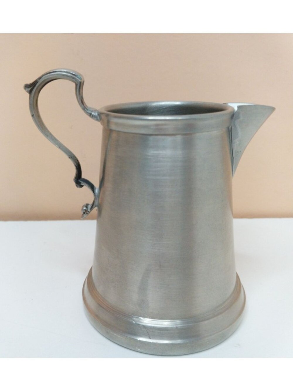Vintage Americana Pewter Pitcher Elegant Handle Marked 282 01 Small